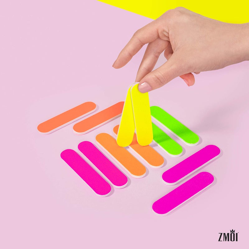 ZMOI Colorful Neon Girly Mini Emery Board Nail Files (1 Dozen) ZMOI - Image 3